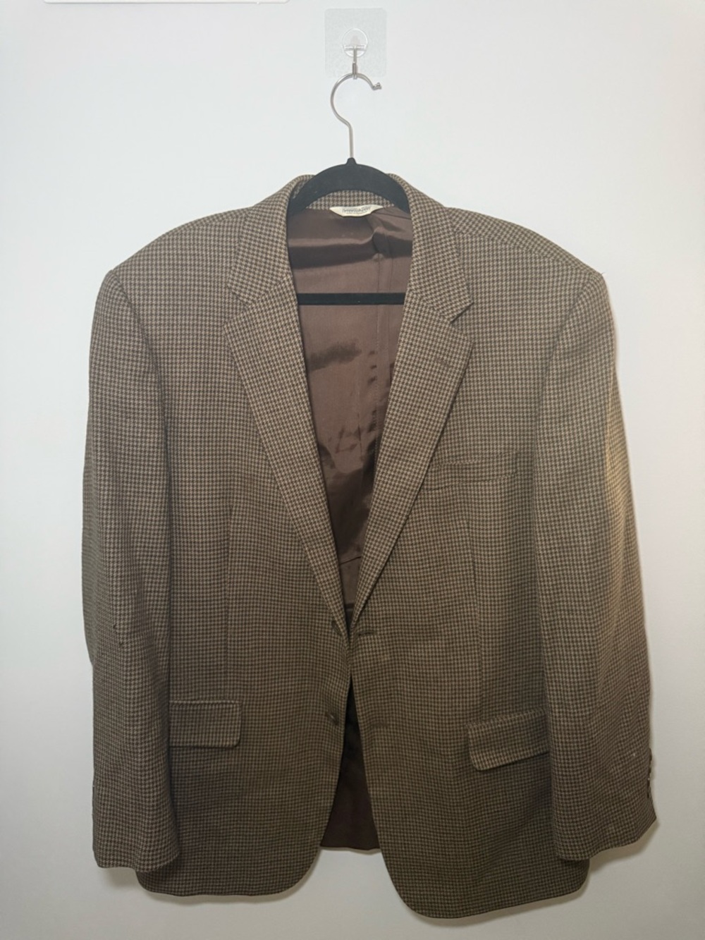 Joseph & Feiss 100% Lambswool Houndstooth Blazer Brown Beige 42 Regular (Large)